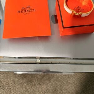 Hermes Orange and White Bracelet